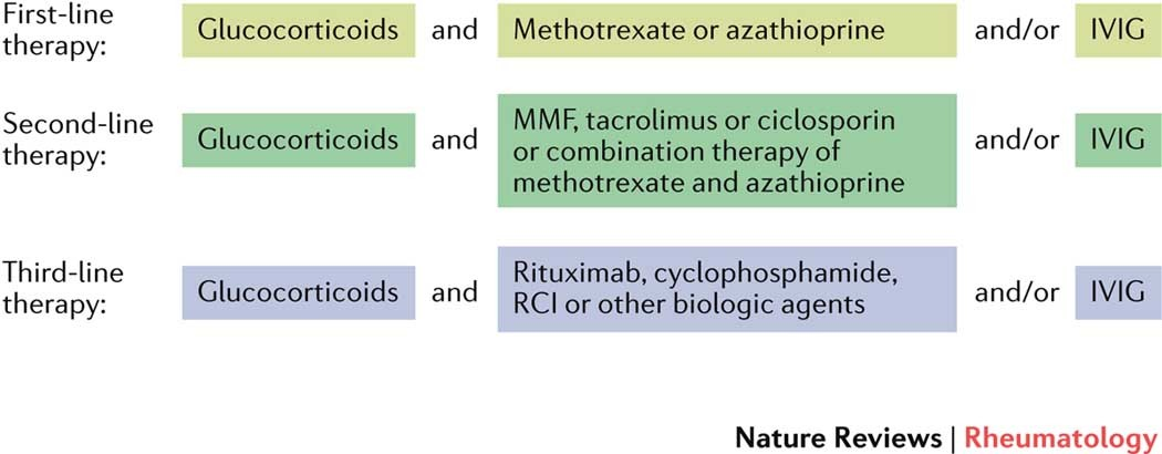 8.7 Idiopathic Inflammatory Myopathy (IIMs): Dermatomyositis (DM), Polymyositis (PM)

- Diagnosis: IIMs are rare and can be difficult to diagnose due to their varied presentations and overlap with other conditions.

- Treatment Resistance: Some patients do not respond well to standard immunosuppressive treatments.

- Disease Monitoring: Regular monitoring of disease activity and treatment side effects is challenging due to the need for frequent clinical and laboratory evaluations.

- Complications: Patients with IIMs are at risk for severe complications such as interstitial lung disease and malignancies, which require vigilant monitoring and management.